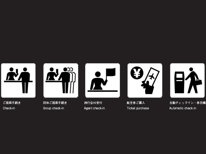 New pictogram for JAL counter sign based on JIS Z8210 symbols